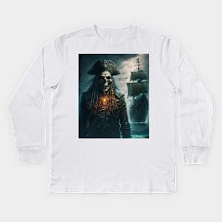 zombie skeleton pirate Kids Long Sleeve T-Shirt